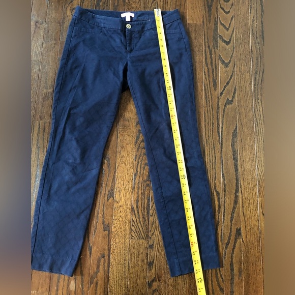 Lilly Pulitzer Women’s 2 Navy Blue Lattice Textured Skinny Ankle Pants - Picture 7 of 12